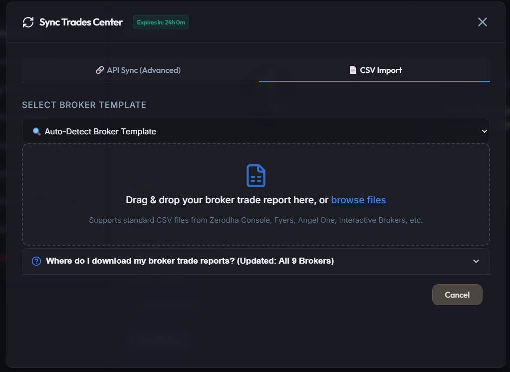 MyFinanceSheet Sync Trade CSV Import